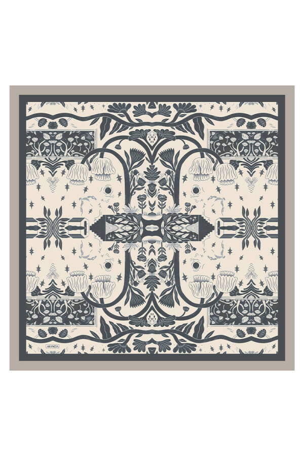 Gri 90X90 İpek Twill Eşarp - 1