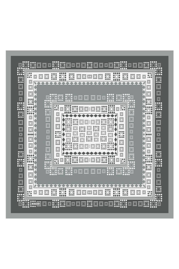 Gri 90X90 İpek Twill Eşarp - 1