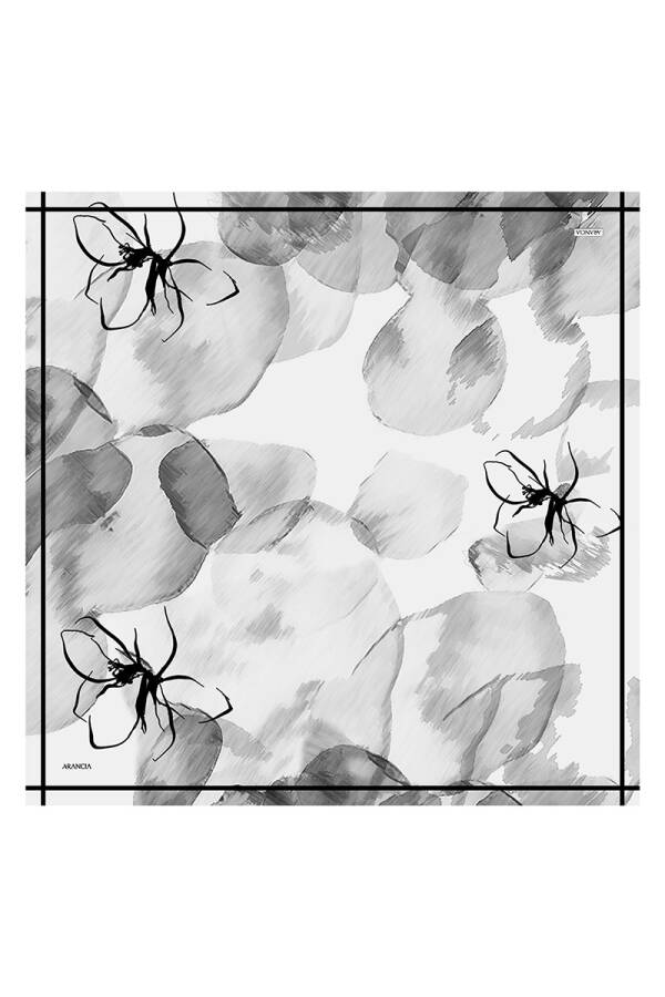 Gri 90X90 İpek Twill Eşarp - 1