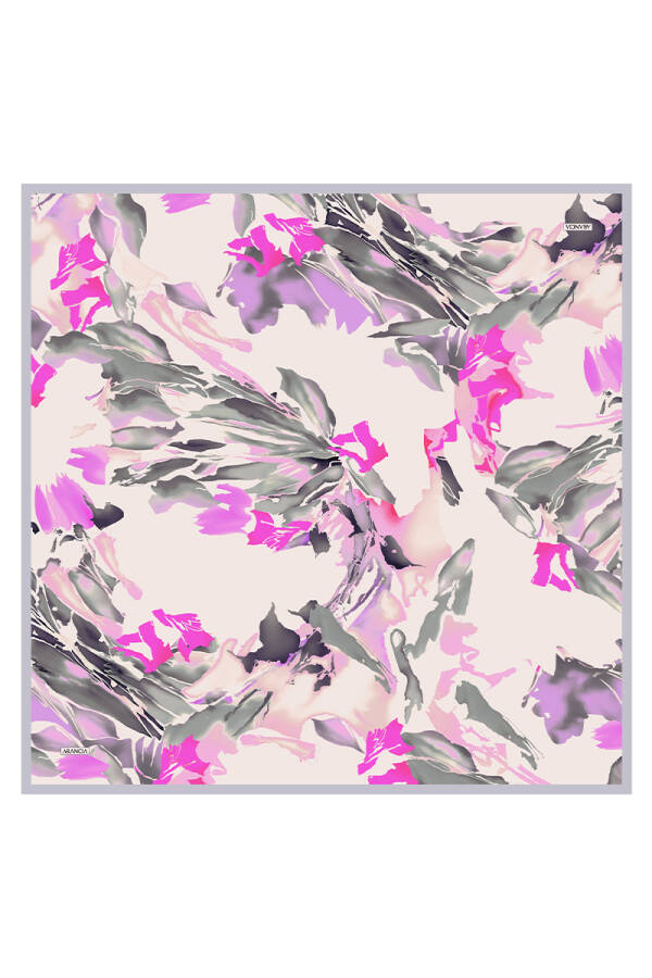 Gri 90X90 İpek Twill Eşarp - 1