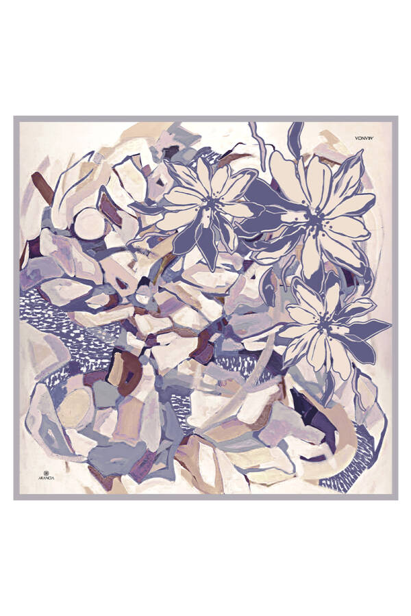 Gri 90X90 İpek Twill Eşarp - 1