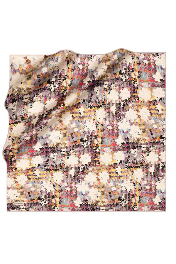 Gri 90X90 İpek Twill Eşarp - Cacharel