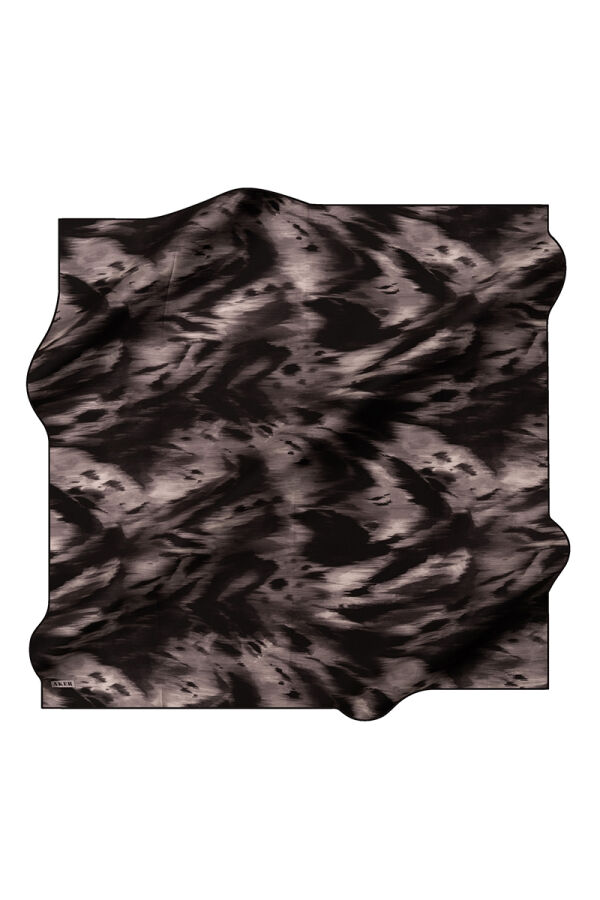 Gri 90X90 İpek Twill Eşarp - 1