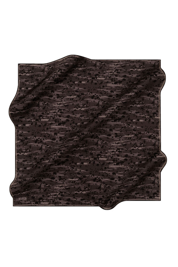 Gri 90X90 İpek Twill Eşarp - 1