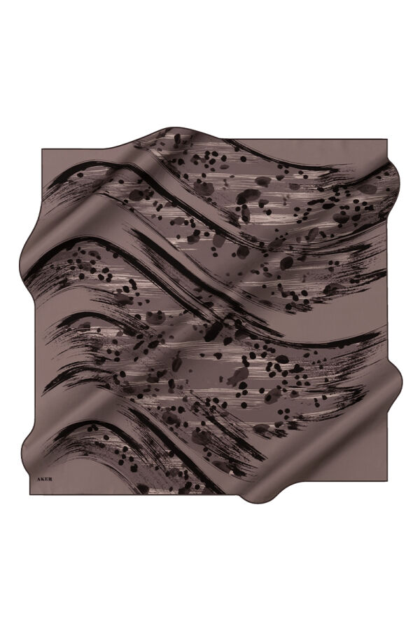 Gri 90X90 İpek Twill Eşarp - Aker