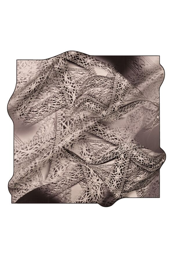 Gri 90X90 İpek Twill Eşarp - Aker