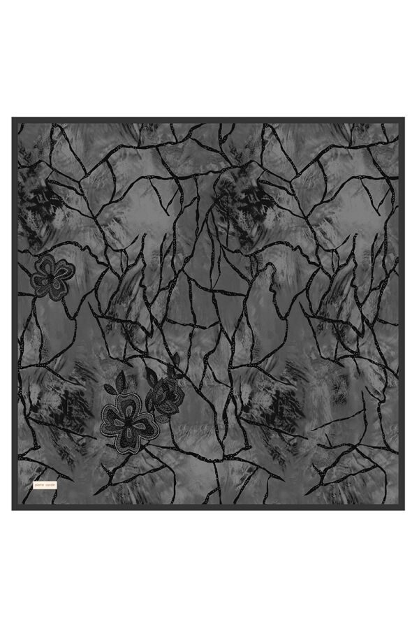 Gri 90X90 İpek Twill Eşarp - Pierre Cardin