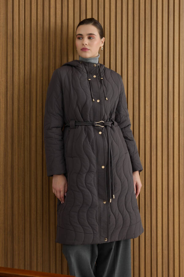 Gri Beli Lastik Ayarlı Mont - 2