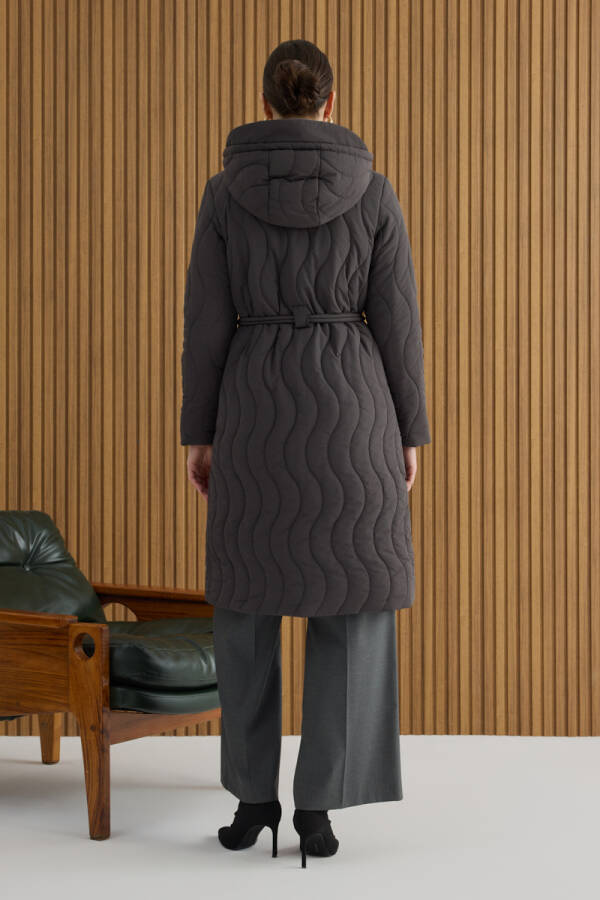 Gri Beli Lastik Ayarlı Mont - 6