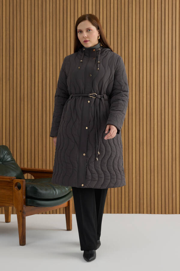 Gri Beli Lastik Ayarlı Mont - Aker