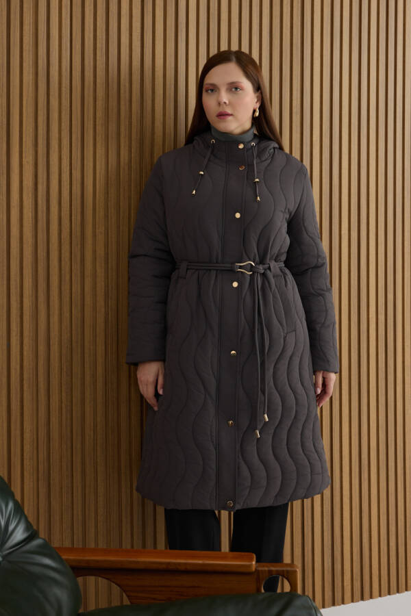 Gri Beli Lastik Ayarlı Mont - 3