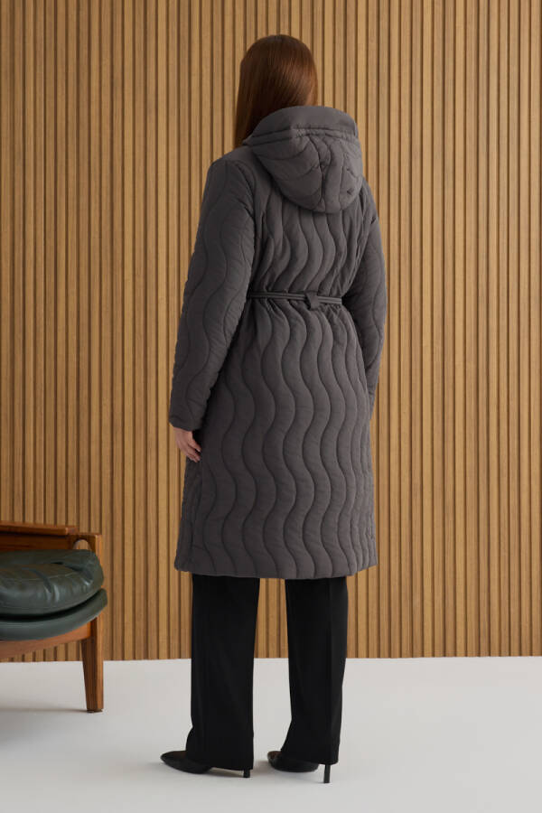 Gri Beli Lastik Ayarlı Mont - 7