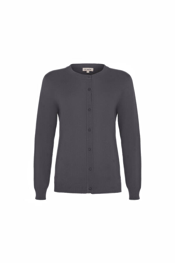 Gri Bisiklet Yaka Triko Hırka - Aker