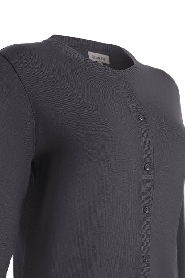 Gri Bisiklet Yaka Triko Hırka - Aker (1)