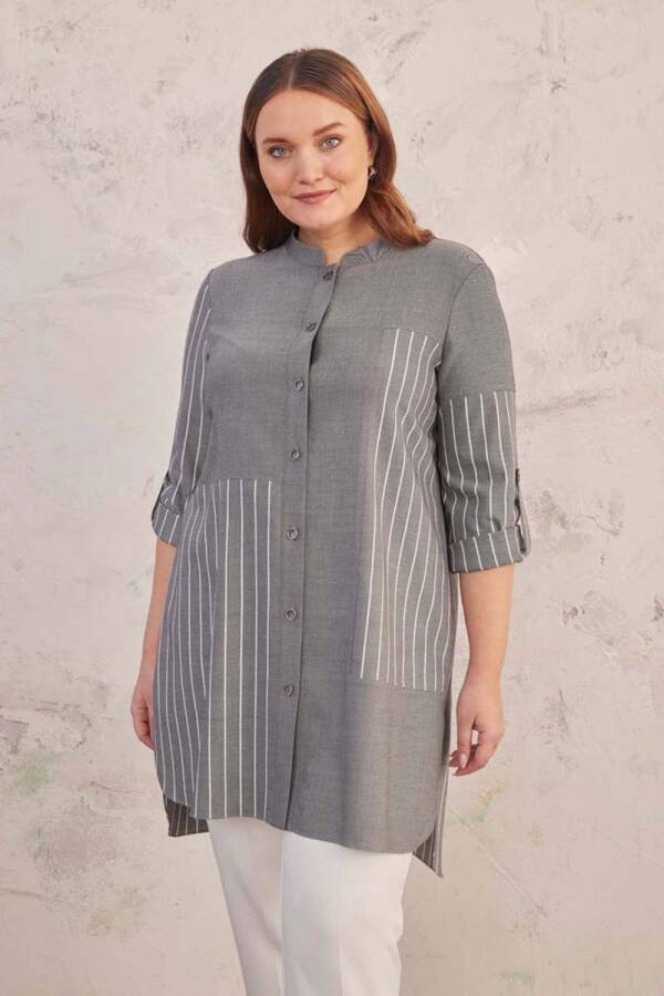 Gri Çizgi Detaylı Spor Tunik - 5
