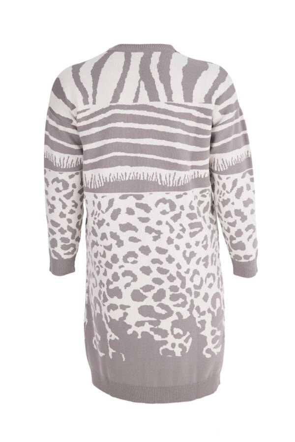 Gri Desenli Triko Hırka - 2