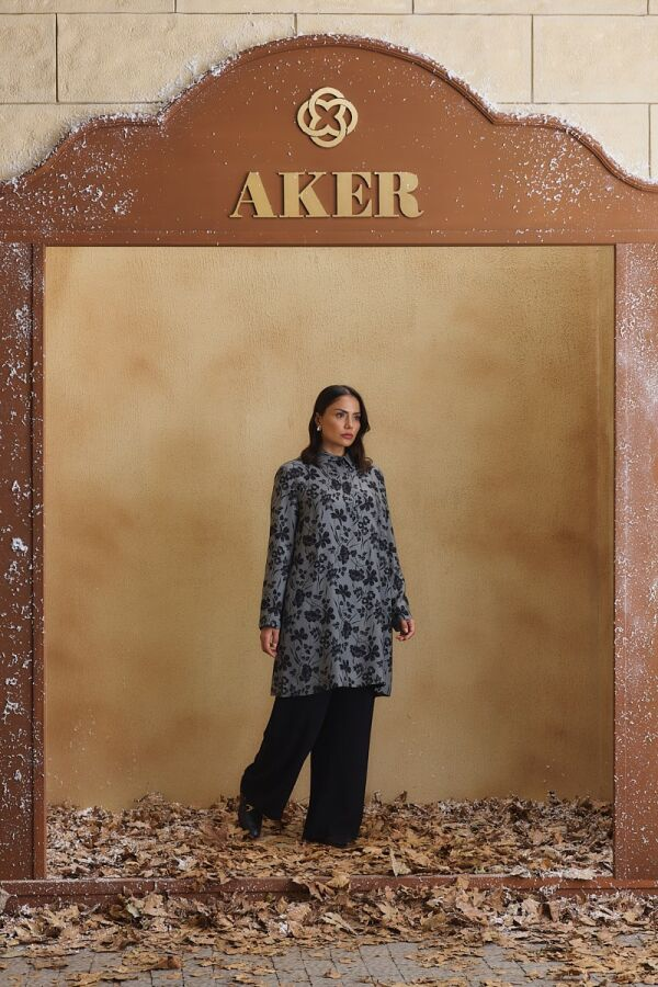 Gri Desenli Tunik - Aker