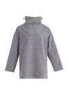Gri Dik Yaka Spor Sweat - 1