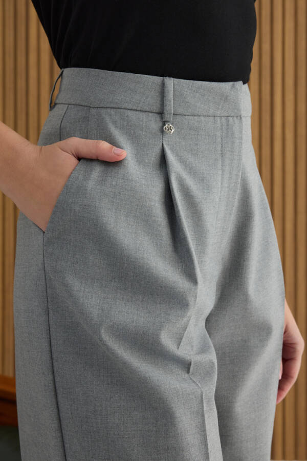 Gri Dokuma Pantolon - 4