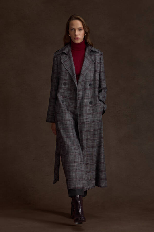 Gri Ekose Trençkot - 1