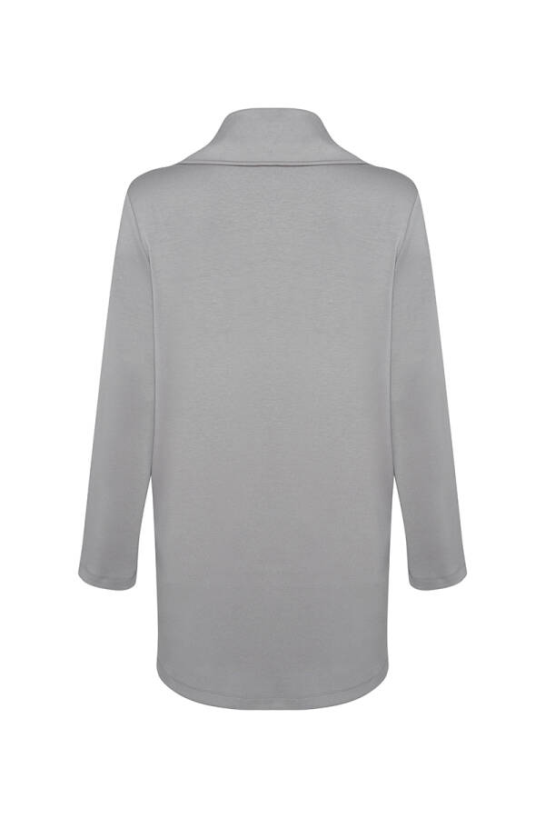 Gri Fermuarlı Örme Hırka - 3