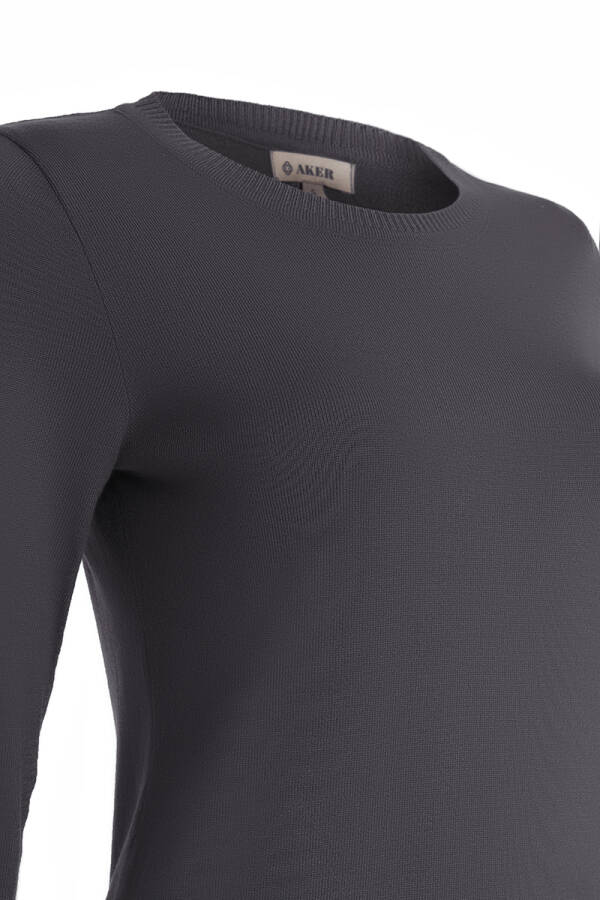 Gri Geniş Bisiklet Yaka Triko Kazak - Aker (1)