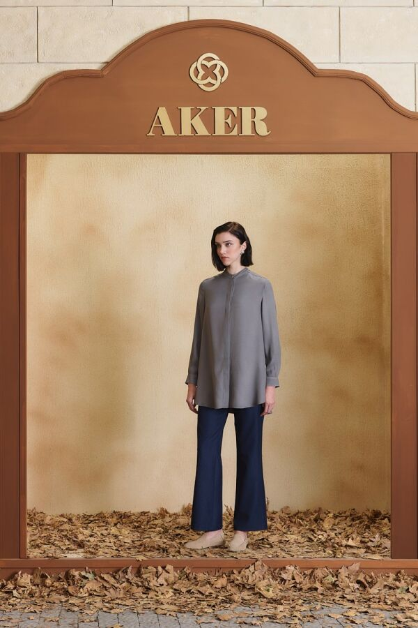 Gri Klasik Tunik - Aker