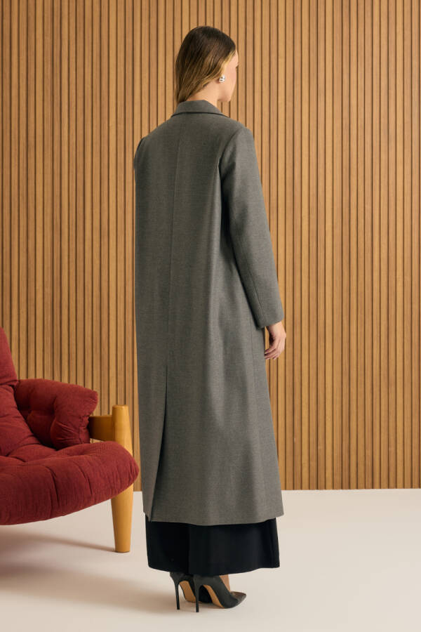 Gri Kruvaze Kapama Pardösü - 7