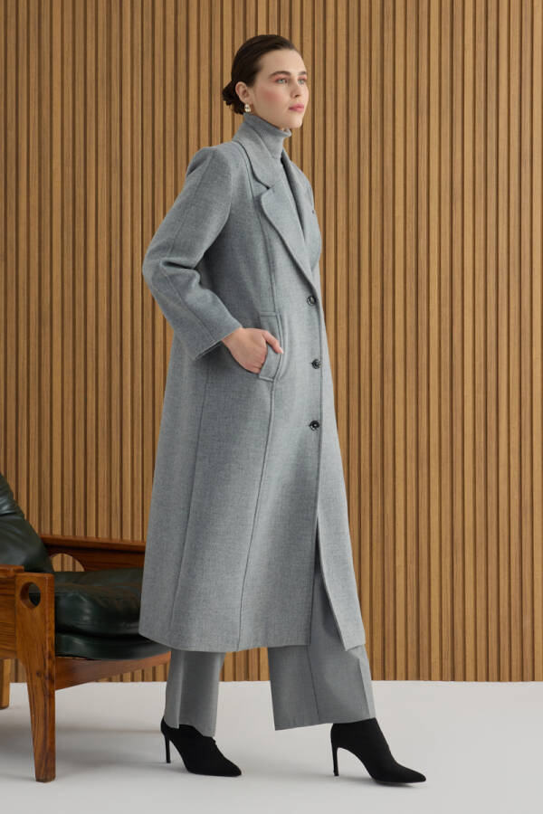 Gri Kup Detaylı Kaban - Aker