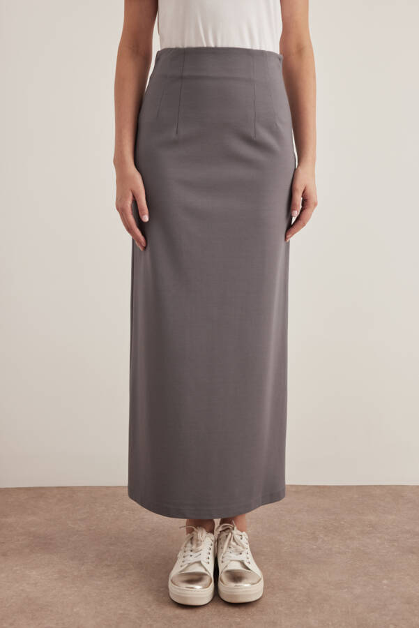 Gri Örme Kalem Etek - Aker (1)