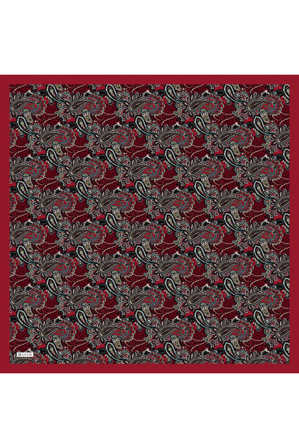 Kırmızı Etnik Desenli Soft Touch Eşarp - Aker