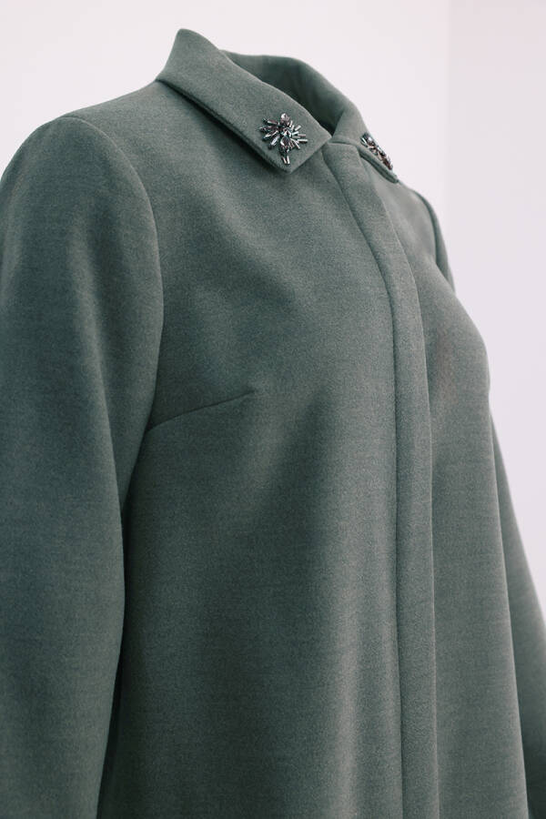 Gri Yakası İşleme Detaylı Manto - Aker (1)