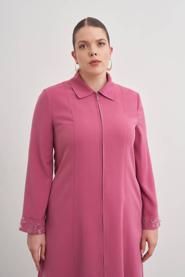 Gül Kurusu Kolları İşleme Detaylı Pardösü - 3