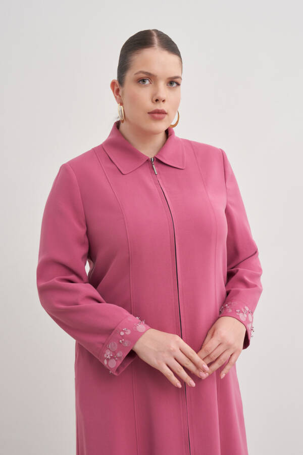 Gül Kurusu Kolları İşleme Detaylı Pardösü - Aker (1)