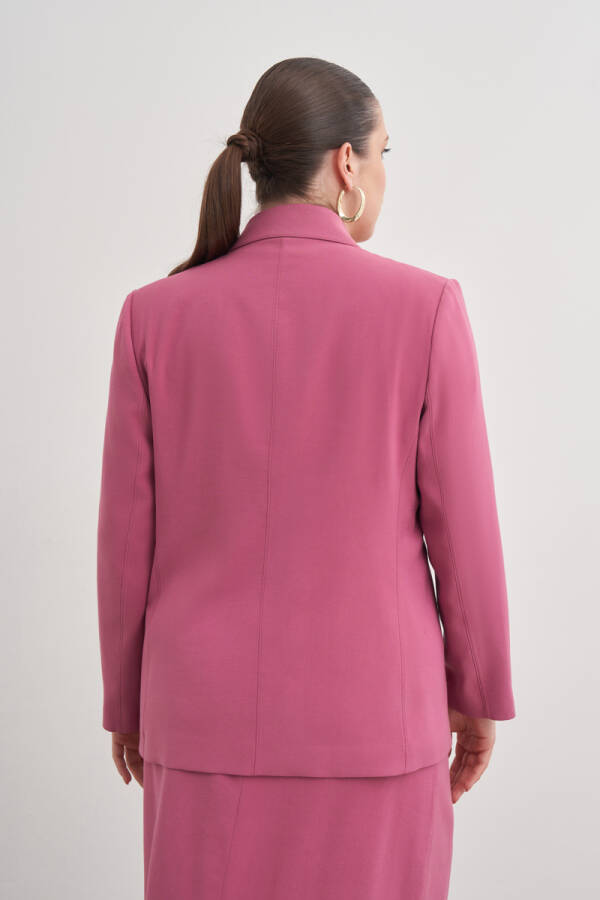 Gül Kurusu Kruvaze Dokuma Ceket - 5