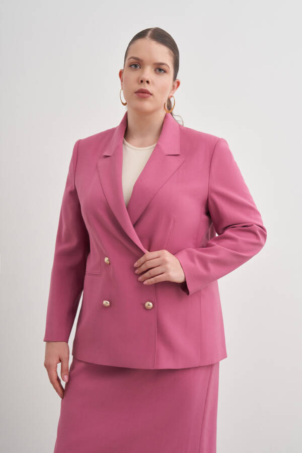 Gül Kurusu Kruvaze Dokuma Ceket - Aker