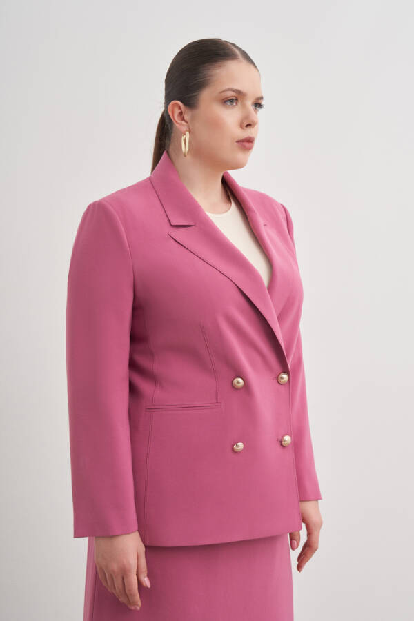 Gül Kurusu Kruvaze Dokuma Ceket - 3