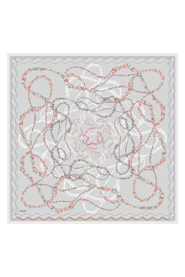 Gümüş 90X90 İpek Koton Eşarp - Aker