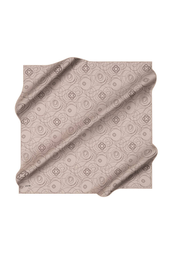 Gümüş 90X90 İpek Krep Saten Eşarp - 1