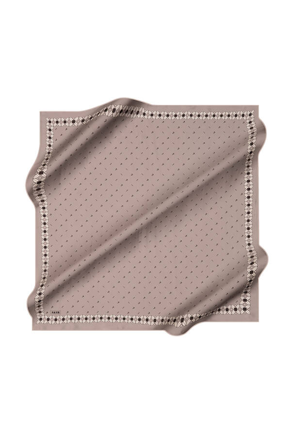 Gümüş 90X90 İpek Krep Saten Eşarp - 1