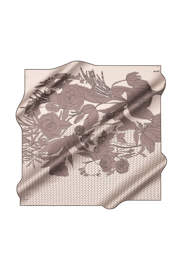 Gümüş 90X90 İpek Krep Saten Eşarp - 1