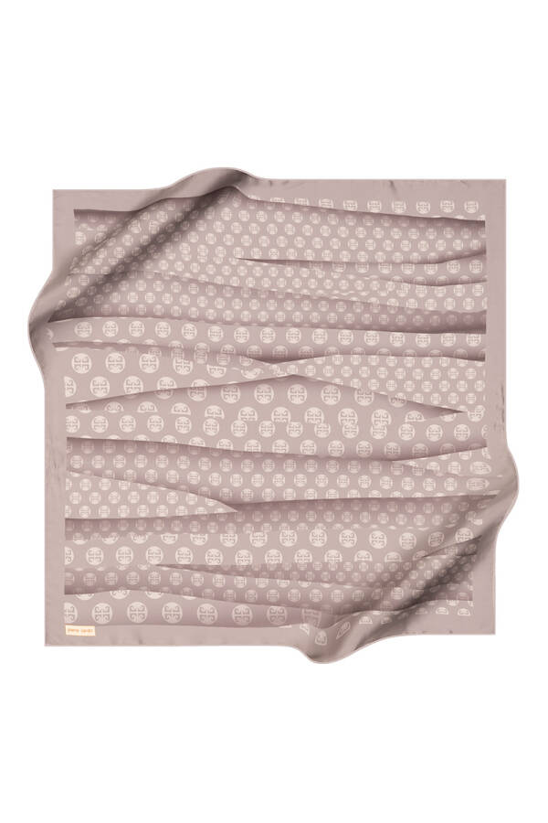Gümüş 90X90 İpek Krep Saten Eşarp - Pierre Cardin