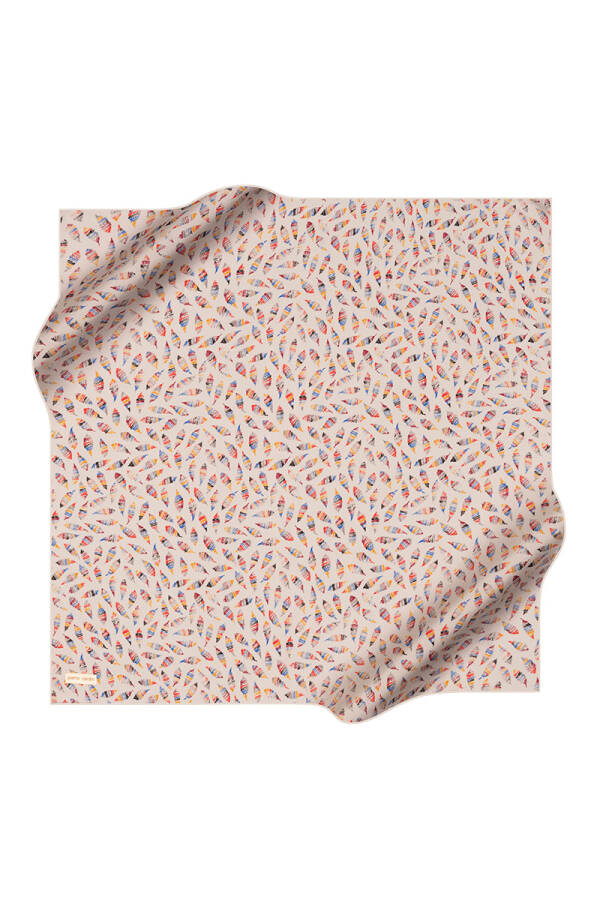 Gümüş 90X90 İpek Krep Saten Eşarp - 1
