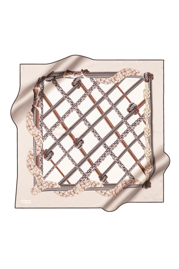 Gümüş 90X90 İpek Krep Saten Eşarp - Pierre Cardin