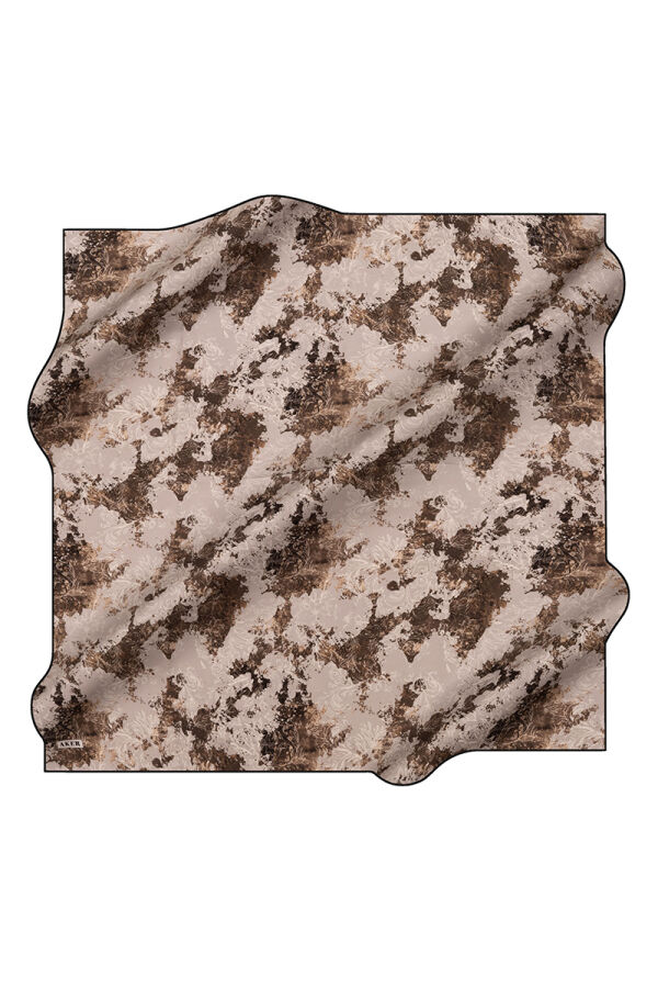 Gümüş 90X90 İpek Krep Saten Eşarp - Aker