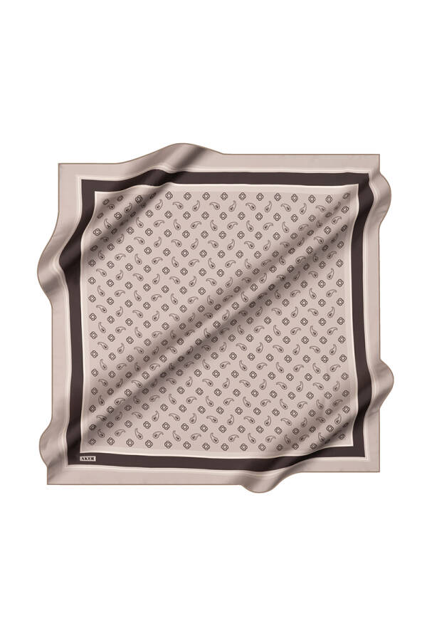 Gümüş 90X90 İpek Krep Saten Eşarp - 1