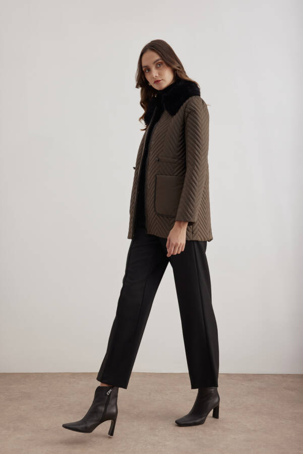 Haki 5829111 Yaka Detaylı Kapitone Kısa Mont - Aker (1)