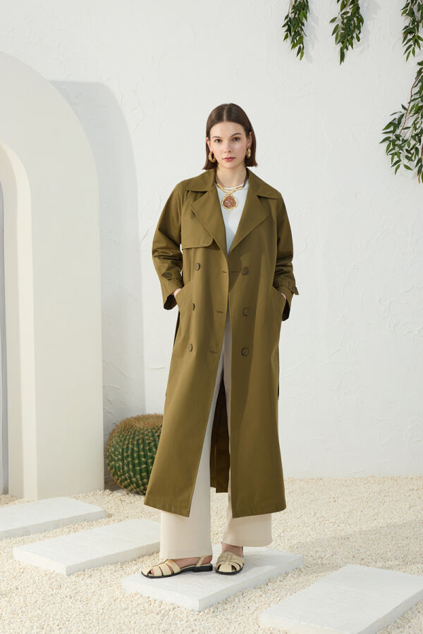 Haki Astarsız Trençkot - Aker (1)