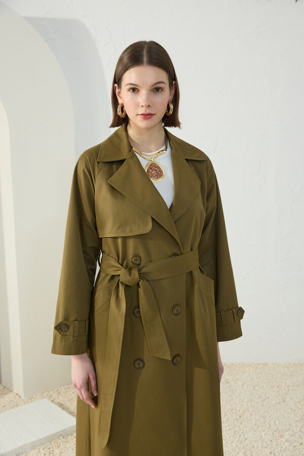 Haki Astarsız Trençkot - 4