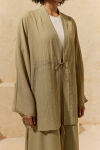 Haki Bağlama Detaylı Kimono - 6